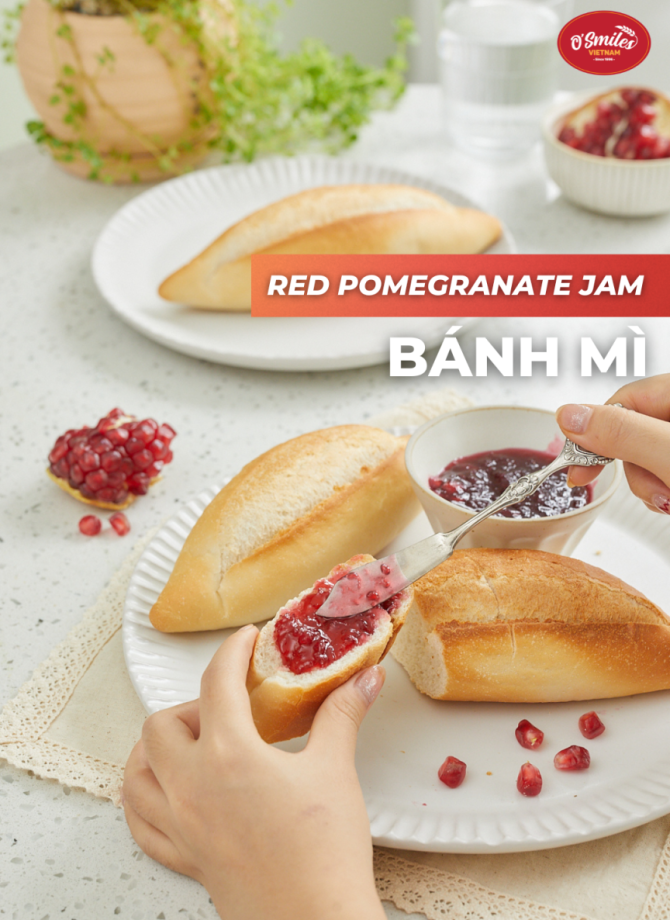 Banh mi with red pomegranate jam